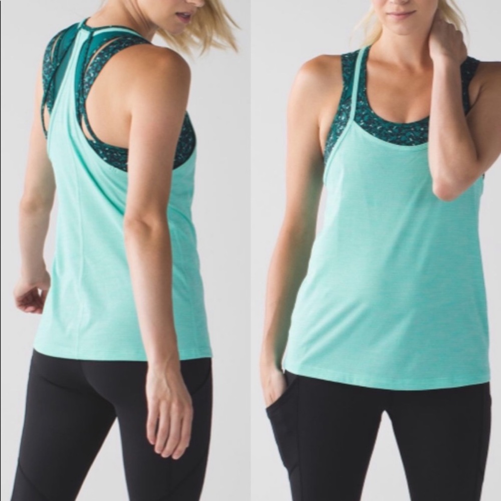 Lululemon Tough it out tank Heathered menthol size 12